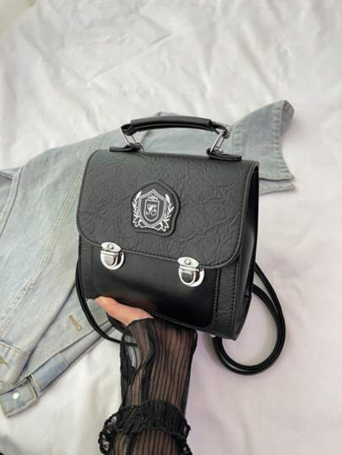 1pc Backpack Pu Flip Top Opening And Closing Fashionable Girl S Backpack 2025 Summer New Simple Versatile Backpack Korean Style Hand Held Backpack Smooth And Comfortable Shoulder Strap With Sufficient