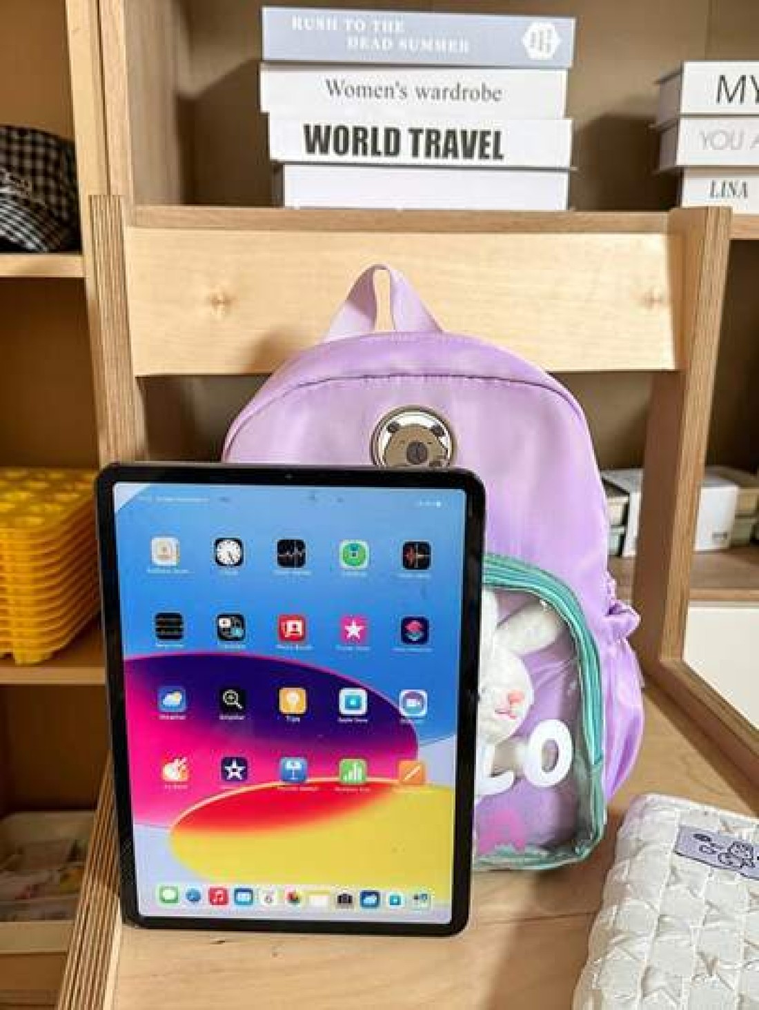 1pc New Fashion Contrast Color Cute Student Backpack Waterproof Large Capacity Nylon Schoolbag Without Pendant