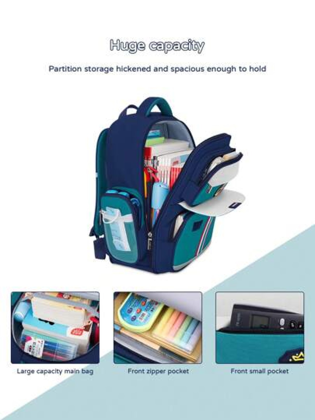 1pc Oxford Cloth School Backpack Lightweight Durable Reflective Strips Multi Compartment Extra Large Capacity Zipper Closure Suitable For Students Work Daily Commute
