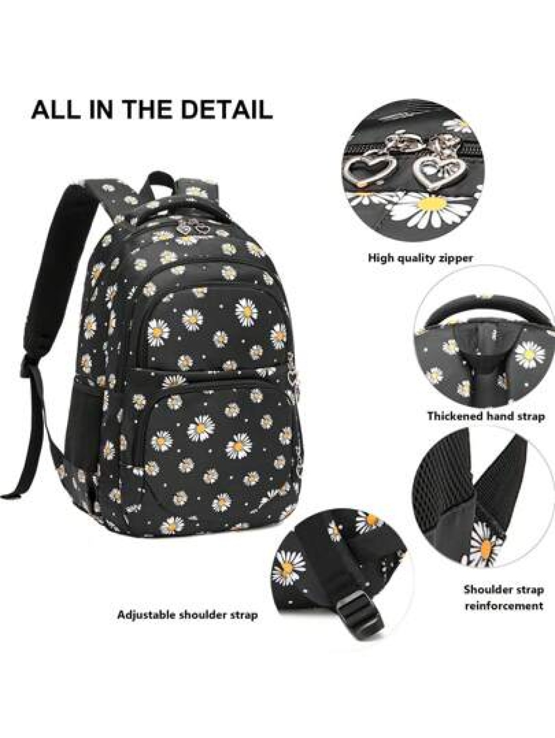 3pcs Girl Chrysanthemum Patterned Children Backpack Set School Bag Lunch Box Pencil Case