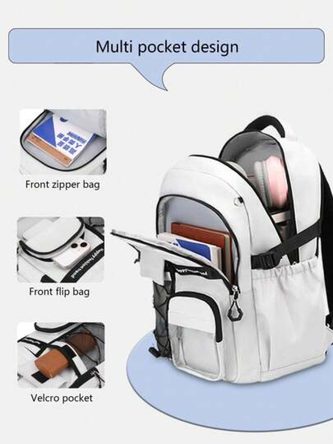 1pc Minimalist Casual Men Backpack Zipper Closure Adjustable Shoulder Strap Durable Fabric Large Capacity Multi Pocket Design Suitable For Daily Use And Travel Luggage Strap For Suitcase Back To Schoo