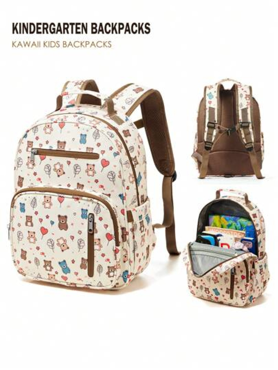 15 11 5inch Large Kawaii Kids Backpacks Elementary School Backpacks With Mulit Pockets And Compartments Kindergarten Backpacks Cute Animal Print Backpack With Padded Shoulder Straps Travel Backpacks W
