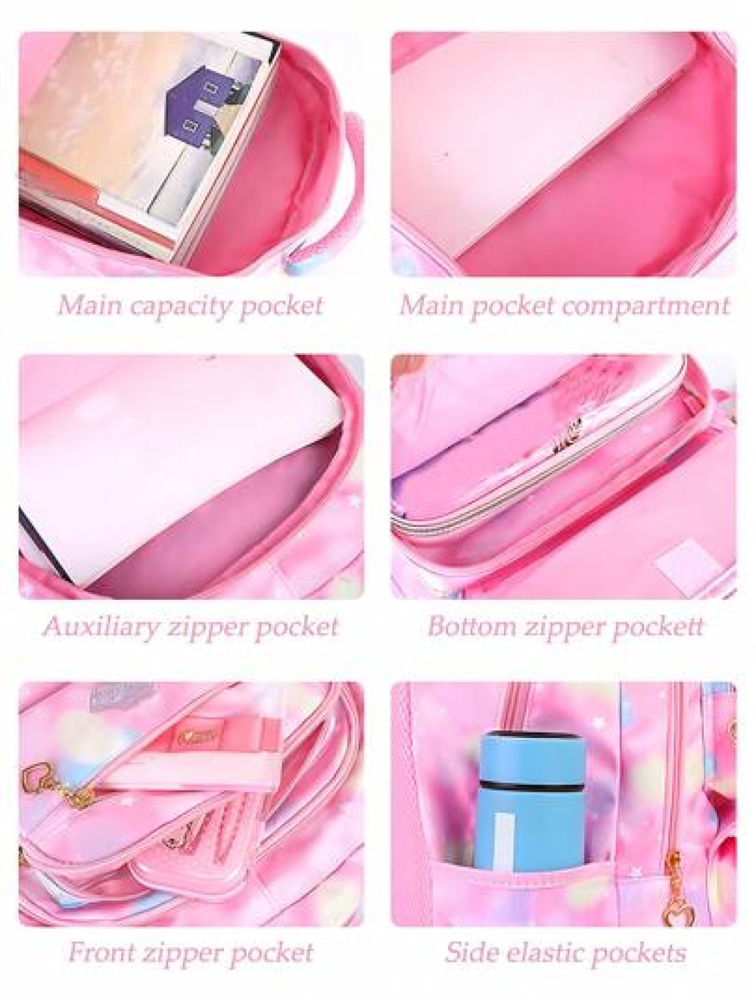 1pc Dreamy Girl Backpack School Backpack Casual Durable Lightweight Travel Backpack With White Furry Keychain Back To School Essential Suitable For Teen Girls For School And Travel