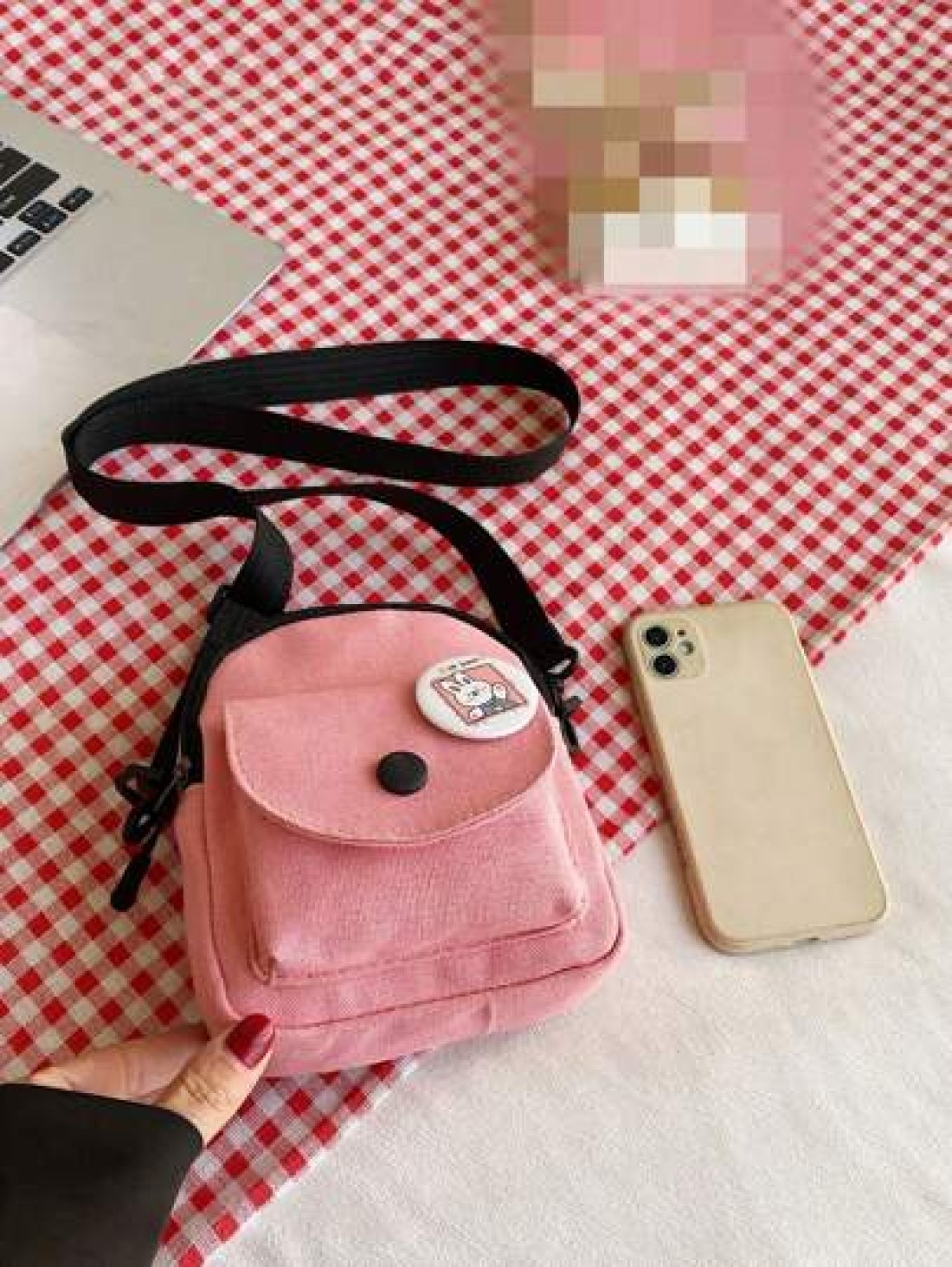1 Pc Mini Children Crossbody Bag Canvas Bag Square Bag Coin Purse Shoulder Bag Versatile Lightweight Portable Zip Closure Adjustable Strap For Daily Purse For Travel Vacation Shopping Kids Outdoor Sup