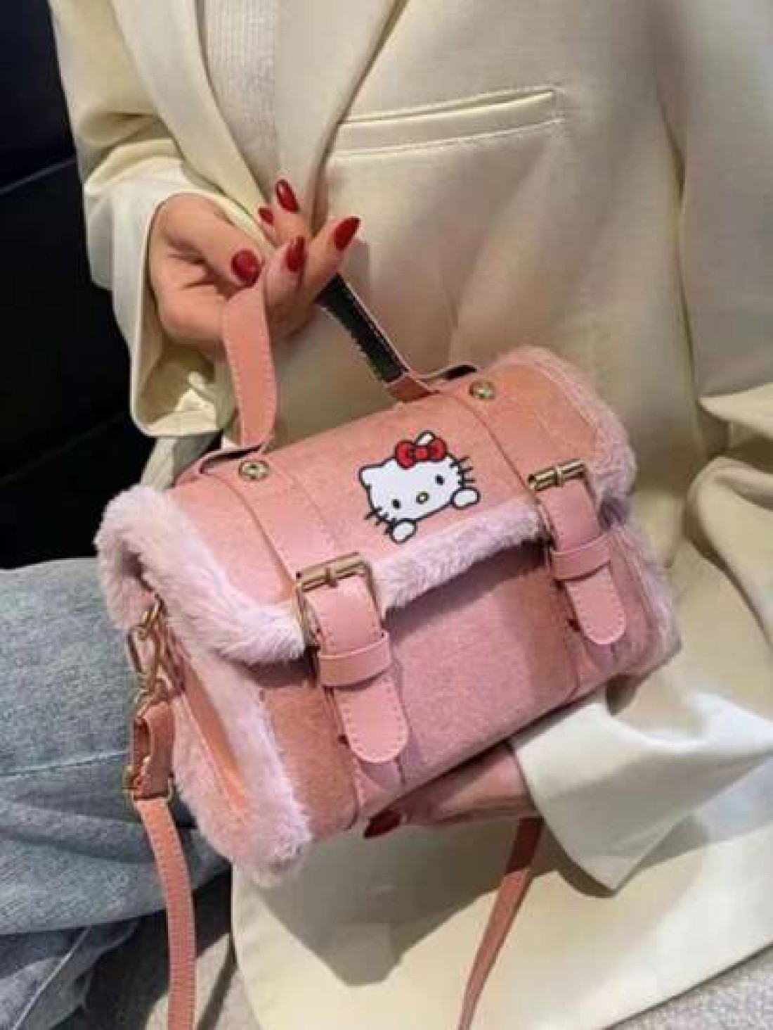Sanrio Sanrio Hello Kitty Lamb Plush Crossbody Bag New Handbag Versatile Niche Texture Storage Bag