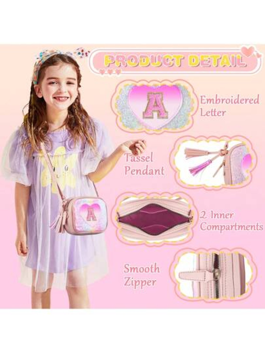 Birthday Gifts For 2 3 4 5 6 7 8 9 10 Year Old Girl Cute Little Girl Purse Toddler Purse For S Wallet Small Initial Shoulder Crossbody Bag Personalized Christmas Gift For Daughter Baby