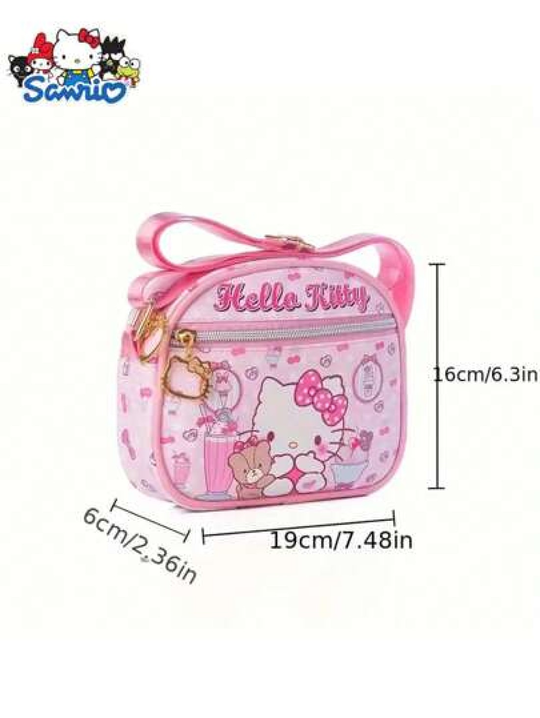 Sanrio 1pc Sanleo Hello Kitty Kuromi Melody Yugui Dog New Children s Crossbody Bag Fashion Cute Oval Girls Shopping Shoulder Bag Leather Waterproof Crossbody Bag Small Bag