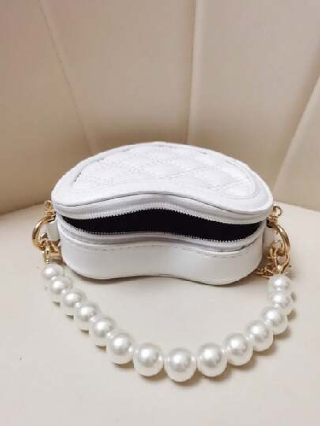 New Embroidered Heart Shaped Small Bag For Girls Fashionable Pearl Handbag For Little Princess