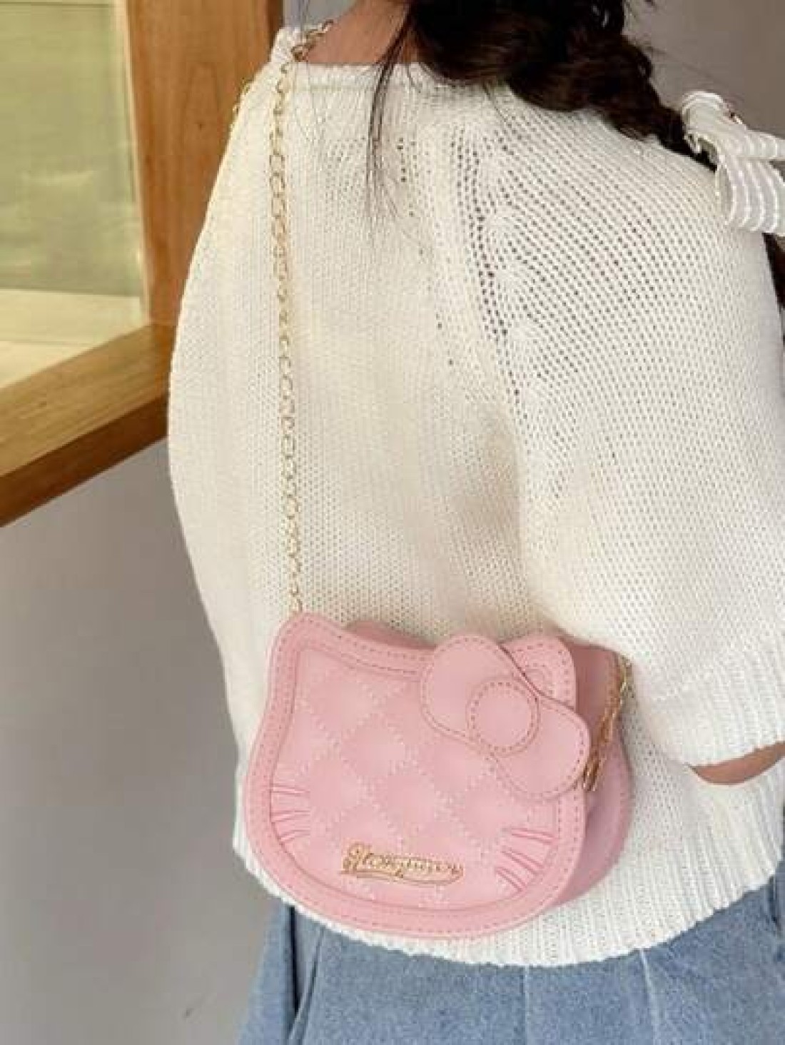 Sanrio Sanrio Hello Kitty Style Chain Crossbody Bag Versatile Leather Shoulder Crossbody Bag Fashionable Date And Vacation Bag