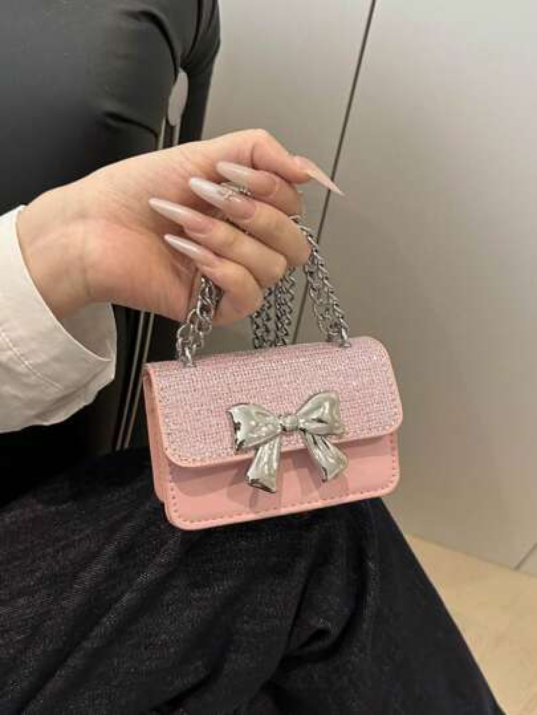 1pc Pu Fashion Sweet Spring Simple Western Style Crossbody Bag Simple And Fashionable Commuting Small Square Bag Korean Fashion Bag With Western Style Butterfly Decoration Fashionable Chain Shoulder S