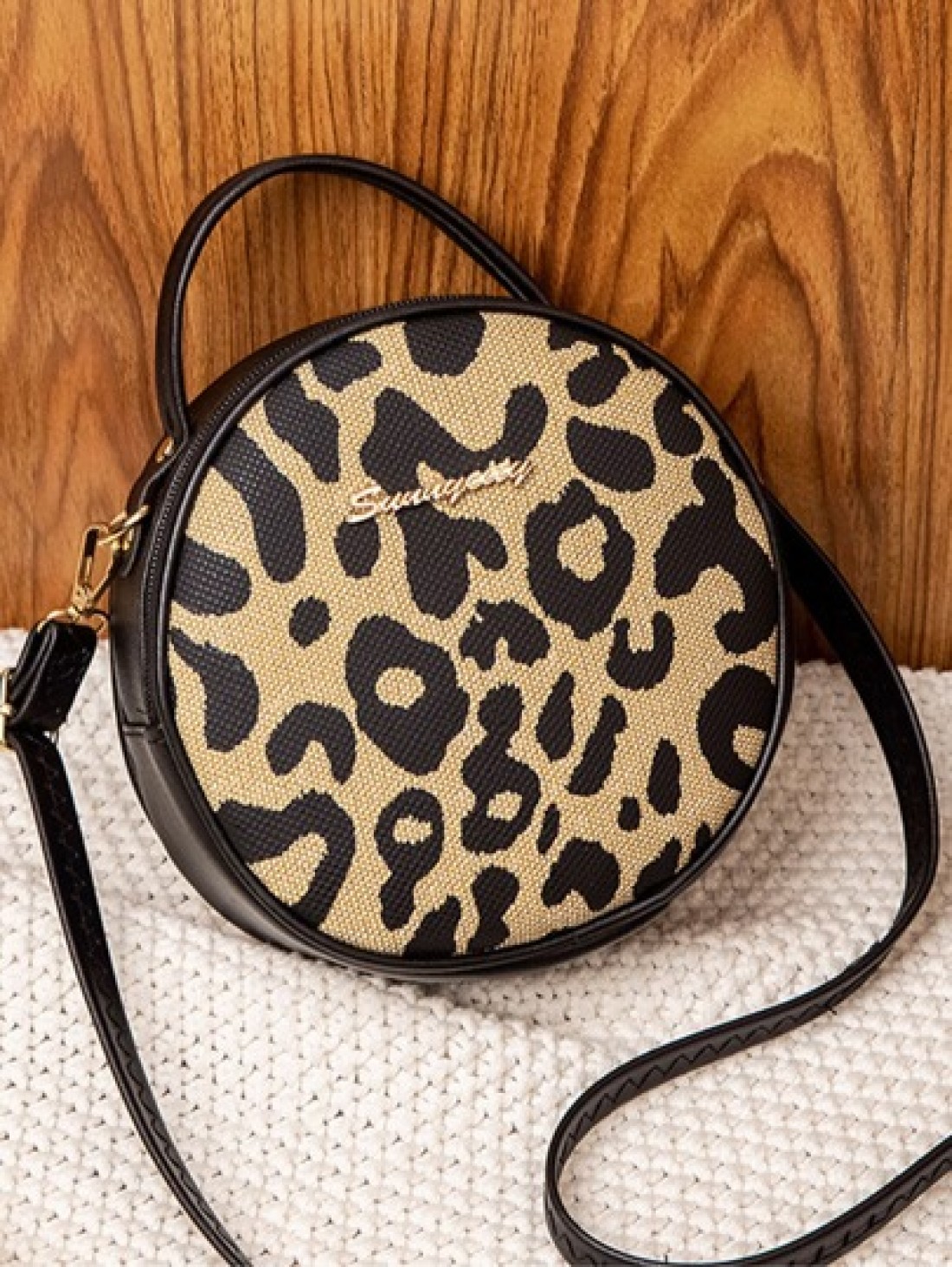 Stylish Leopard Print Women s Shoulder Crossbody Round Bag Leopard Print Bag