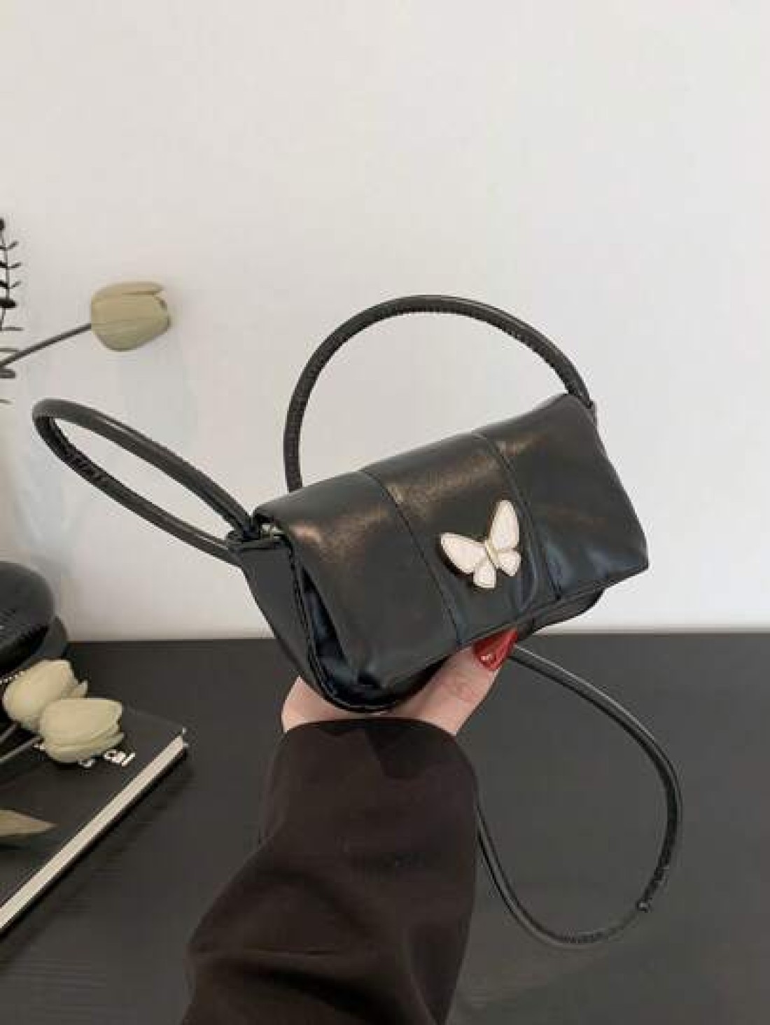 1pc Pretty Bow Casual Fashion Simple Shoulder Crossbody Small Shoulder Bag Fashionable Small Square Bag Simple Western Style Niche Handbag Cute Casual Shoulder Crossbody Bag Bow Decoration Pu Crossbod