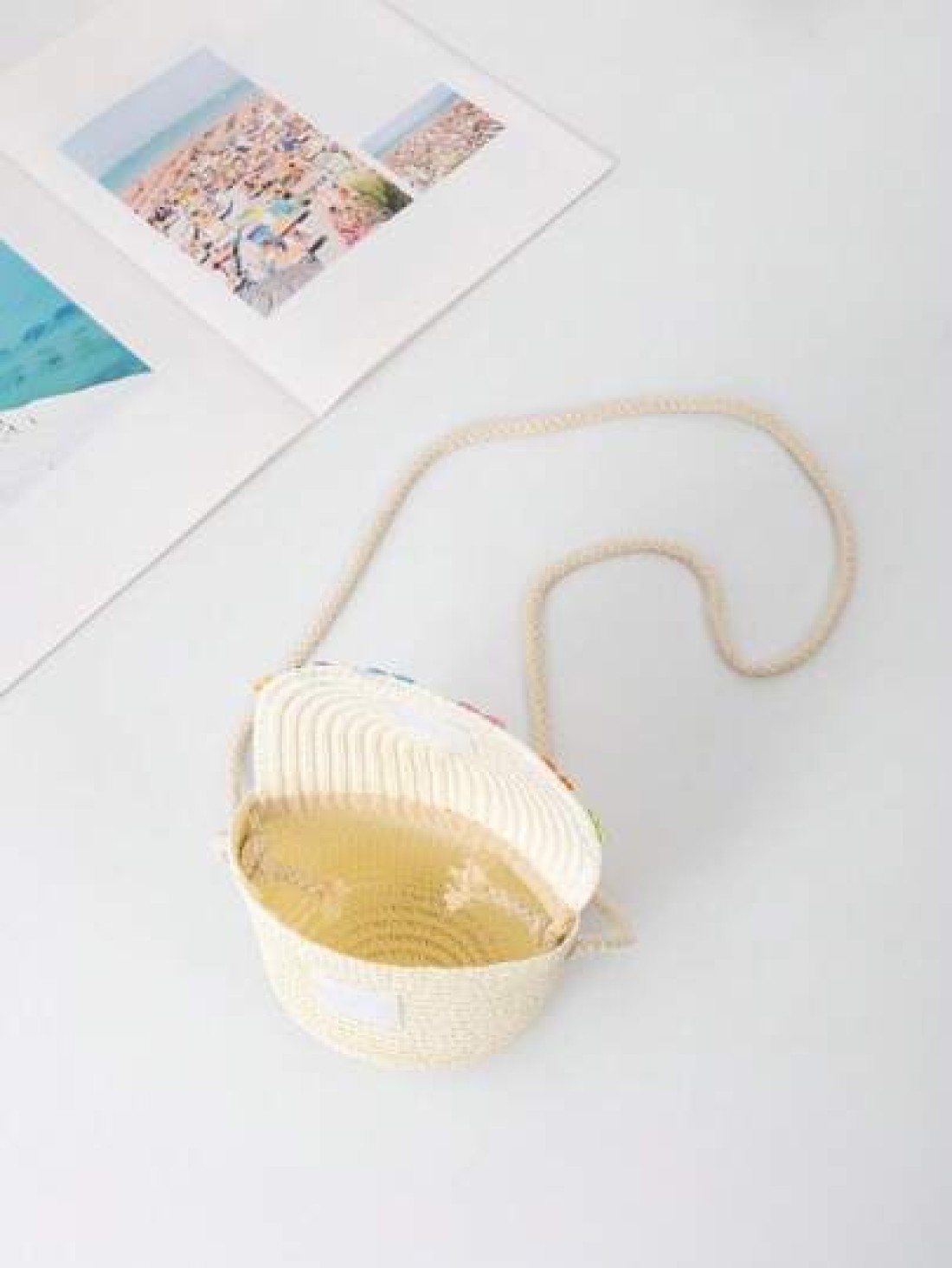 A Mini Children s Straw Bag Flap Bag Crossbody Bag Shoulder Bag Beach Bag Embroidered Applique Bag
