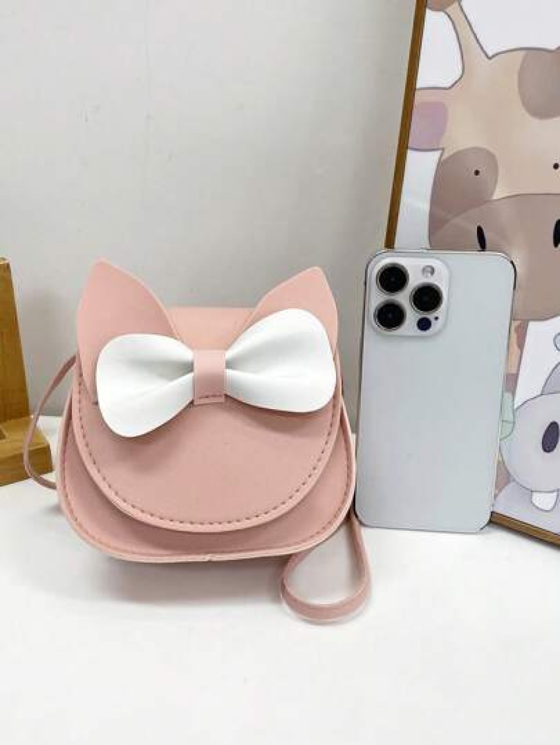 1 Pc Mini Fashion Kitten Young Children Crossbody Bag Square Bag Purse Shoulder Bag Flip Bag Versatile Lightweight Portable Small Buckle Mini For Daily A Coin Purse For Travel Shopping Vacation Kids O