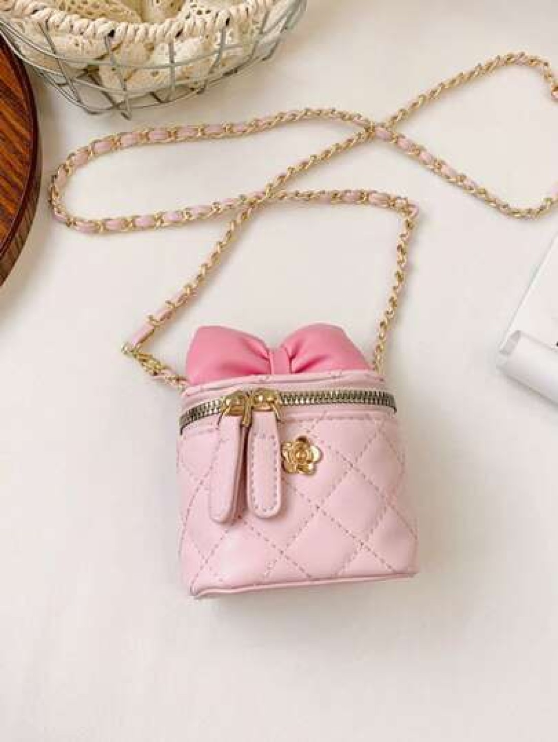 Bow Design Girls Mini Chain Strap Versatile Chic Shoulder Bag