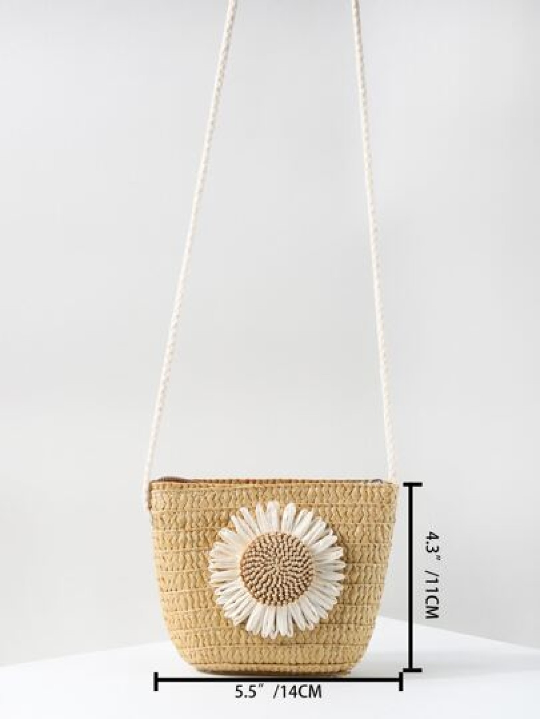 Girls Flower Decor Straw Bag