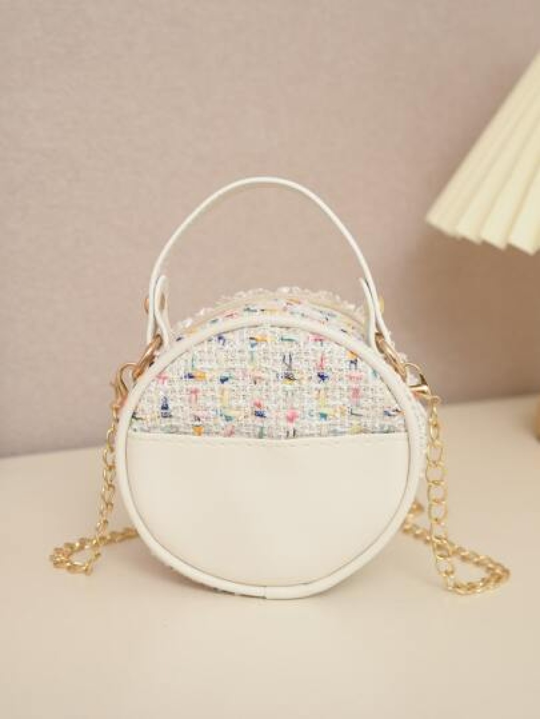 1pc Girls Floral Cute Sling Bag Zipper Closure Small Round Crossbody Bag For Outings