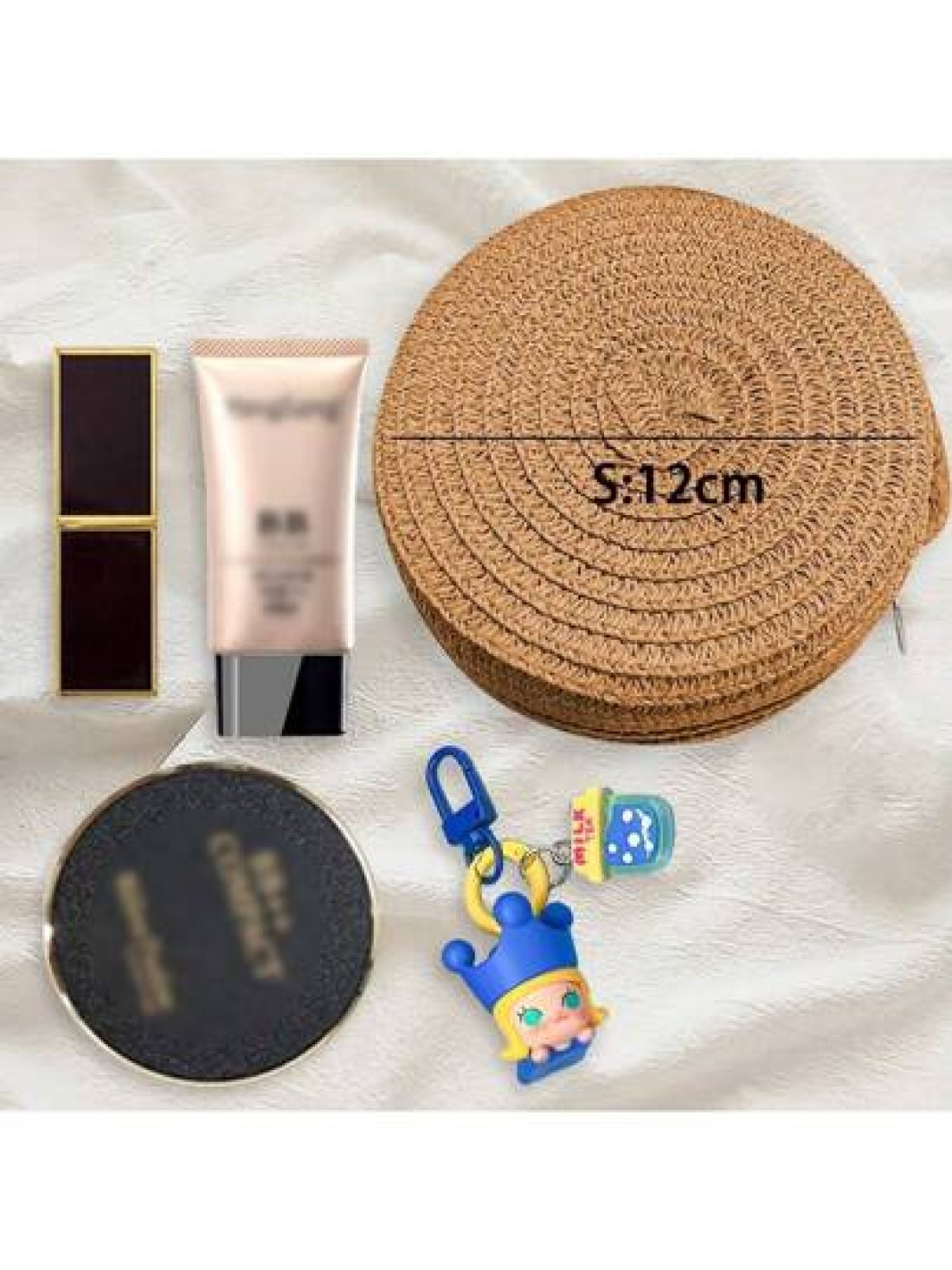 1Pc 12CM Brown Small Round Bag Beach Essentials Summer Essentials Women Bags For Vacation Holiday Wicker Bag Beach Purse Perfect For Summer Vacation Daily Use Travel Must Haves