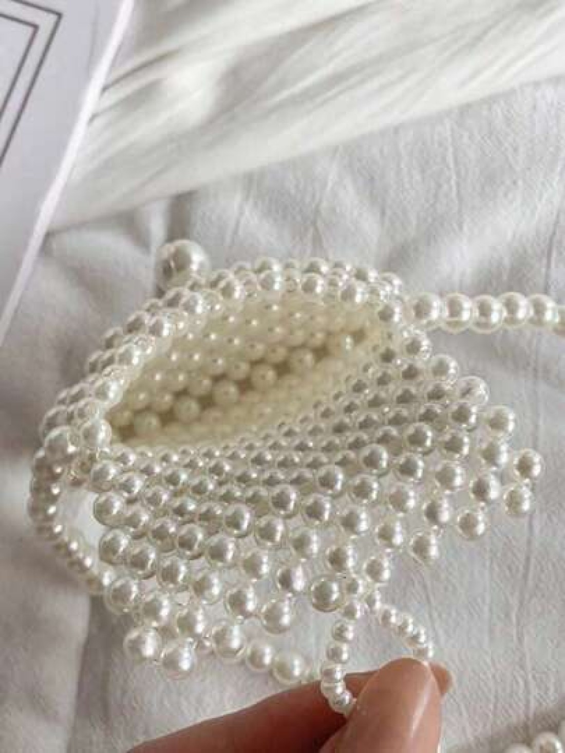 Girls Faux Pearl Beaded Crossbody Bag