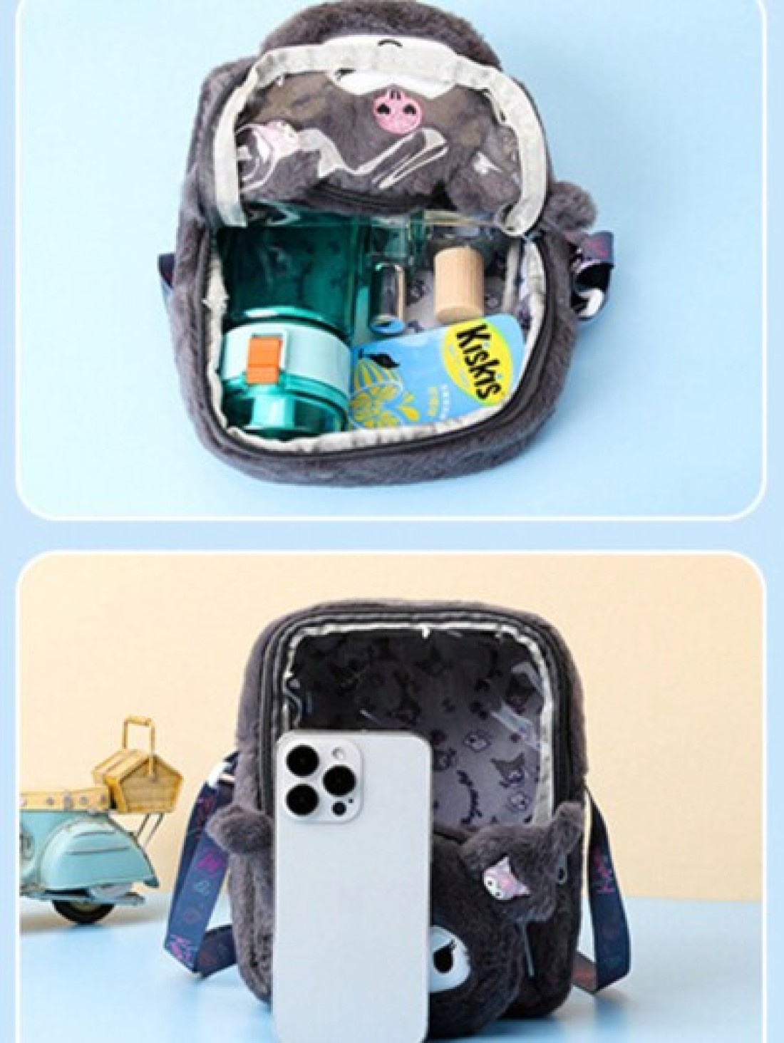 Sanrio Sanrio Hello Kitty Plush Crossbody Bag Exquisite And Versatile Translucent Cute Girly Heart Portable Storage Bag