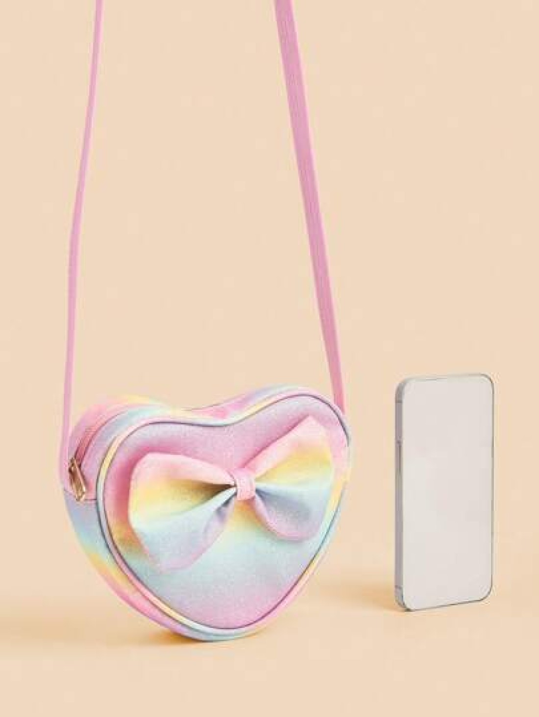 1pc Kids Girls Fashion Heart Bowknot Crossbody Bag Girls Mini Coin Purse