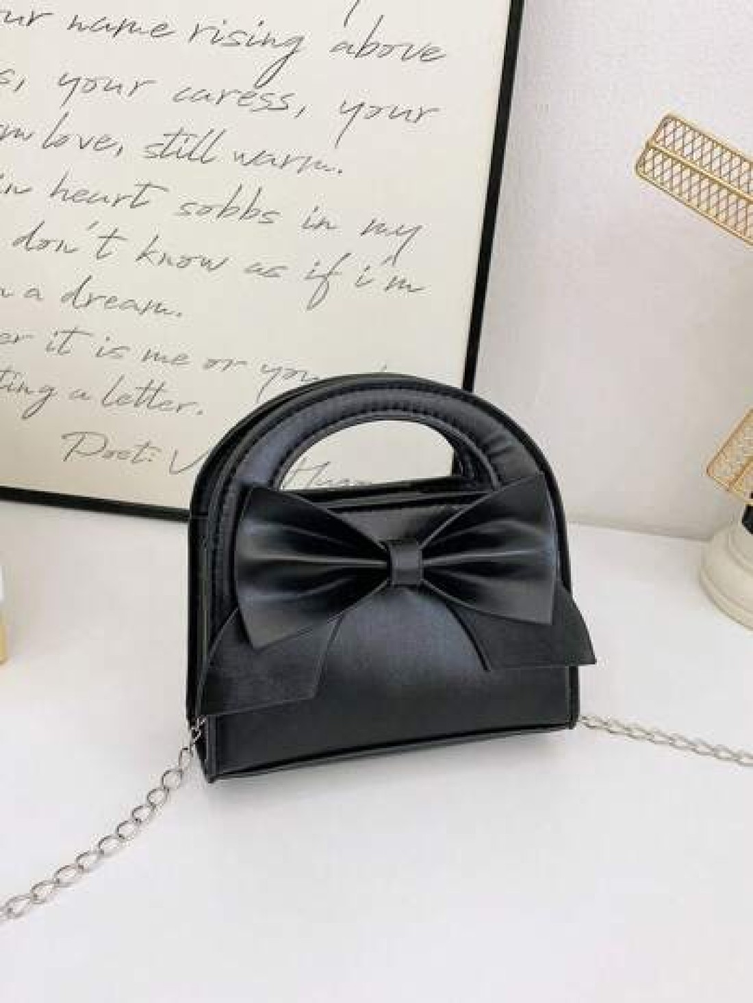 1pc Fashionable Popular Chain Bag Handbag Bow Shoulder Bag Cute Crossbody Bag With Cute Sweet Bow Decoration Handbag Pu Material Magnetic Buckle Closure Suitable For Girls Shopping Party Daily Use Put
