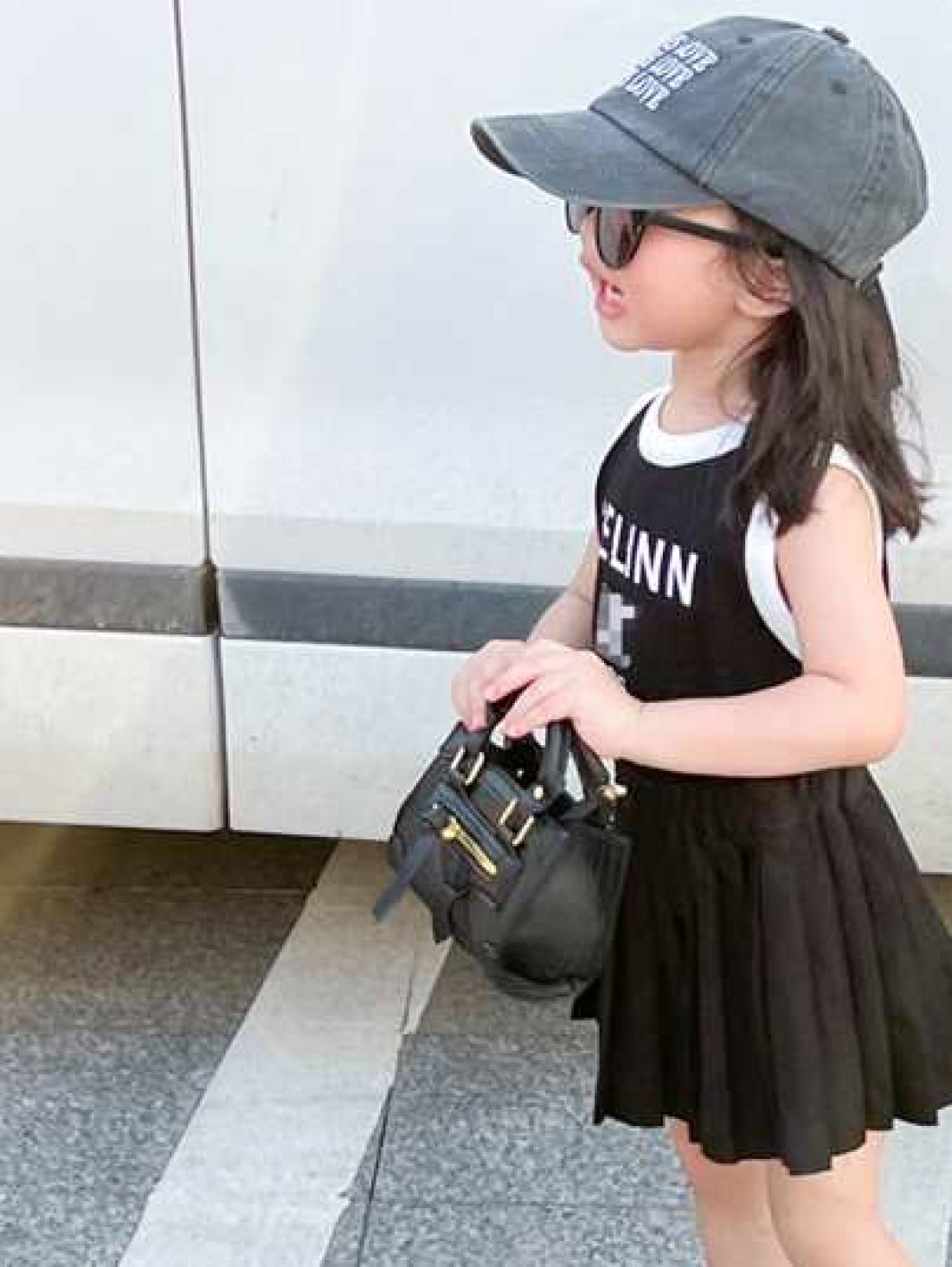 Mini Girls Square Bag Litchi Embossed Zipper Front Decor Double Handle For Daily