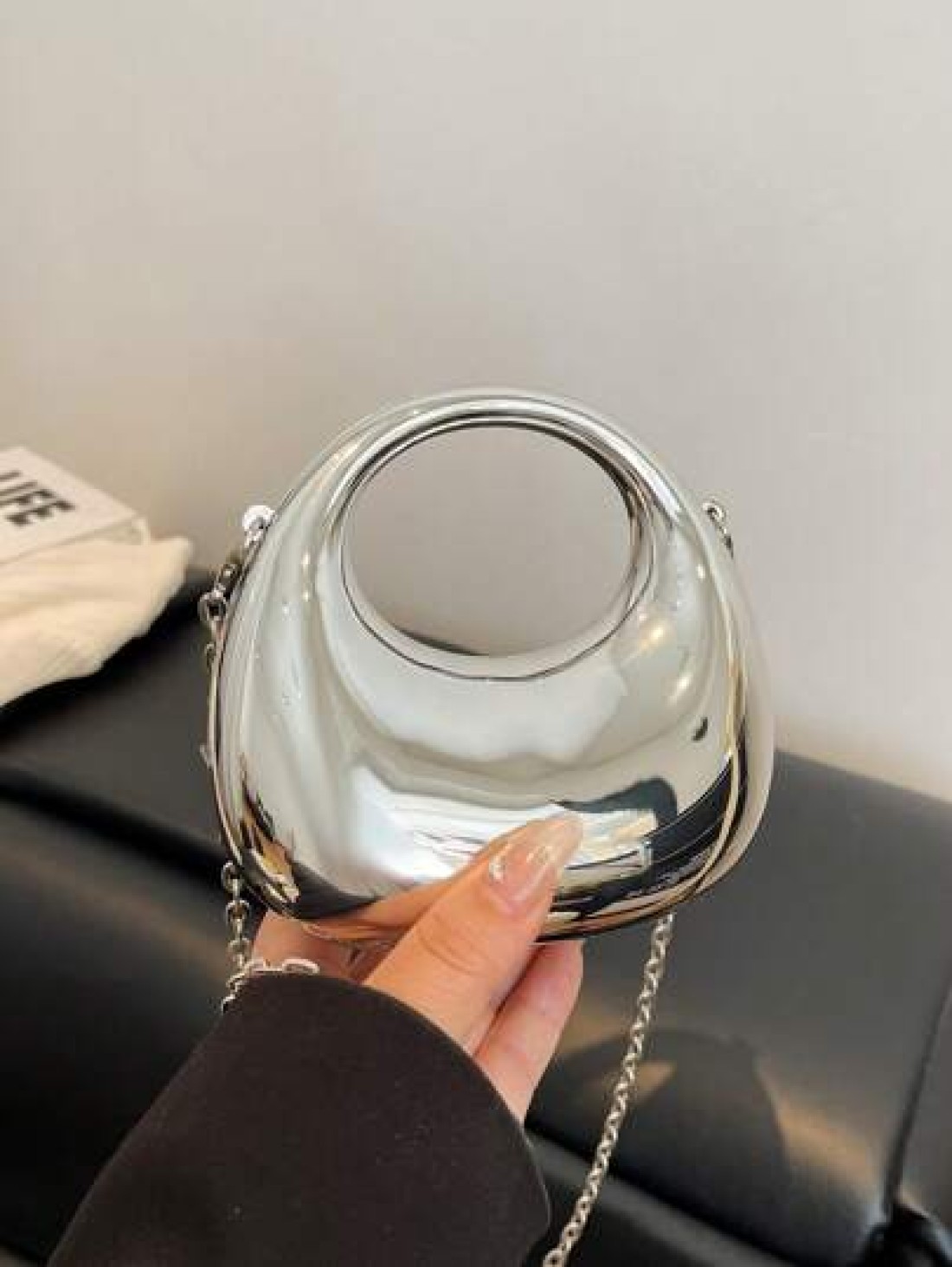 1pc Simple Handbag Acrylic Crescent Bag New Bright Chain Bag One Shoulder Handbag Fashionable Multifunctional One Shoulder Crossbody Evening Bag Suitable For Teenagers To Travel Daily Matching Suitabl