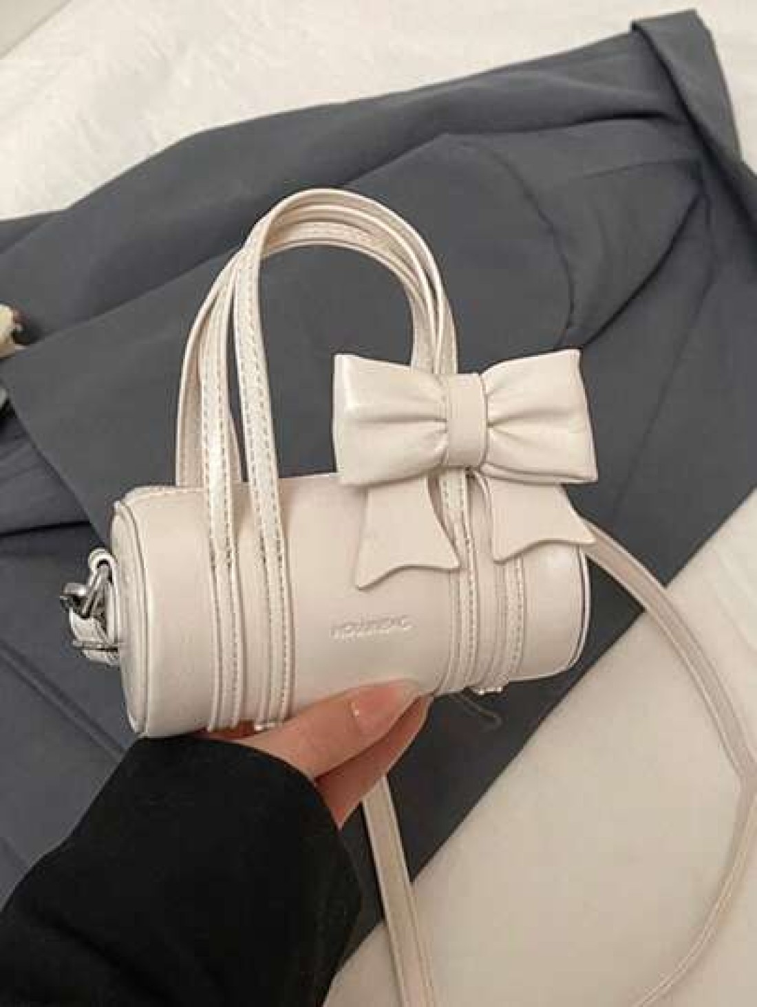 Fashion Bow Mini Handbag Solid Color Cute Small Crossbody Bag Lipstick Pouch