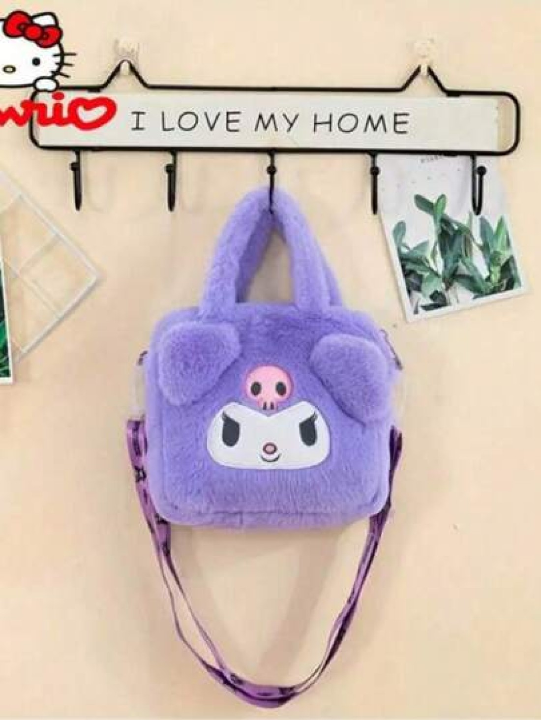 Sanrio Sanrio 1pc Cute Cartoon Character Plush Hand Bag Adjustable 3D Handle Tote Bag For Girls Themed Anime Design Travel Storage Pouch With Soft Padding Strap For Travel Storage Bag Makeup Bag Cosme
