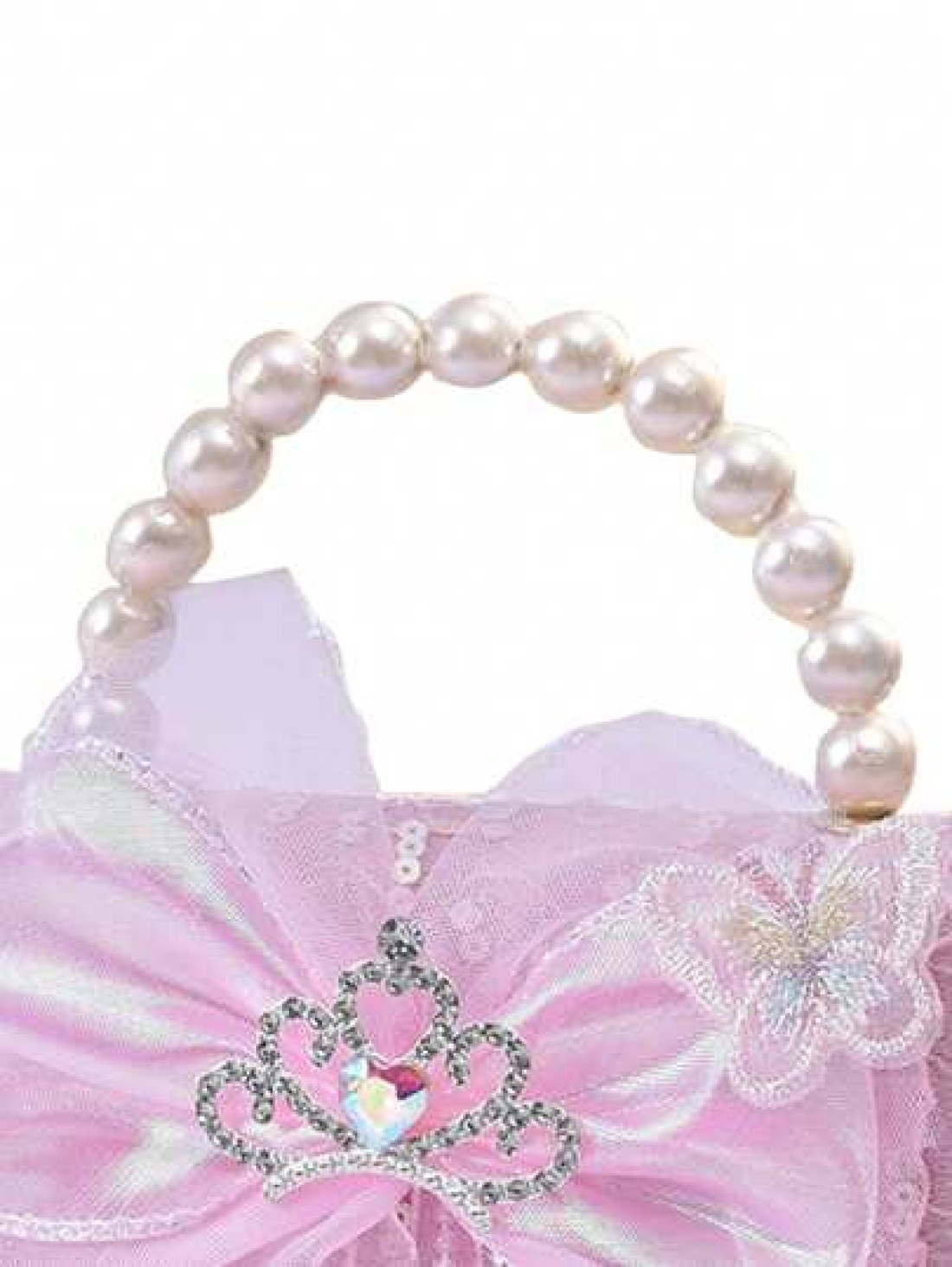 1pc Kids Bow Knot Crown Decor Handbag Pearl Accent Tassel Pouch For School Work Travel