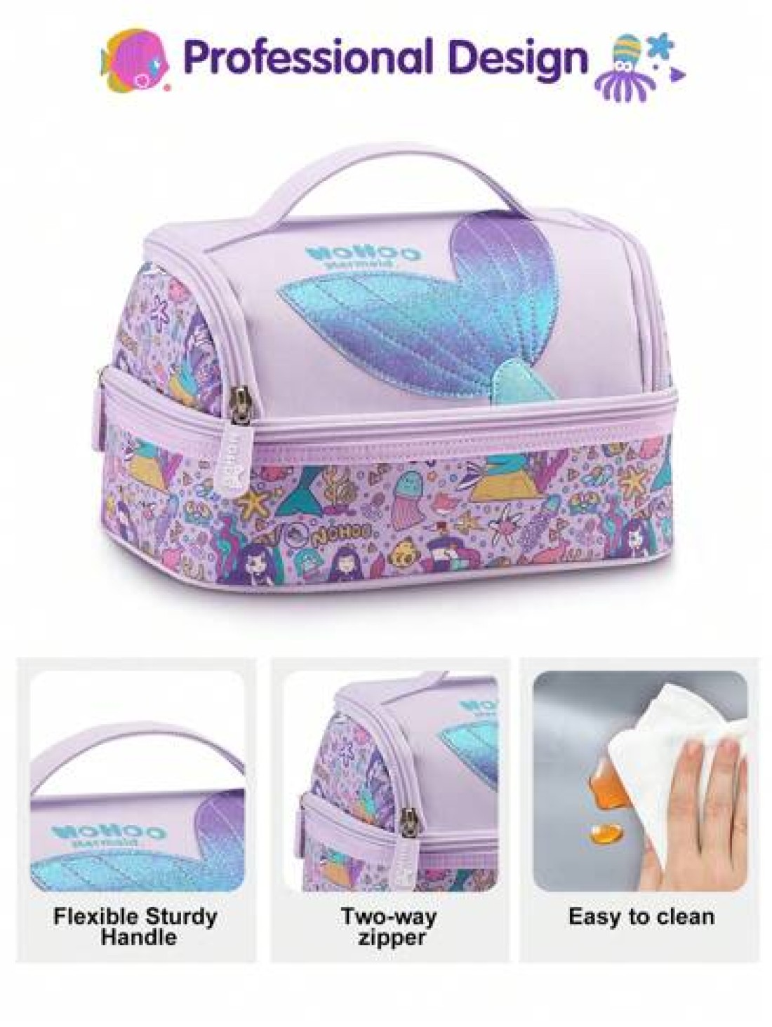 Super Powerful Girls Essentials 1pc Cartoon Animal Design Lunch Bag Girl Insulated Bento Box Double Layer Compartment Handbag Can Hold Hot Cold Food Inner Layer Keeps Warm Fresh Cool Large Capacity Od