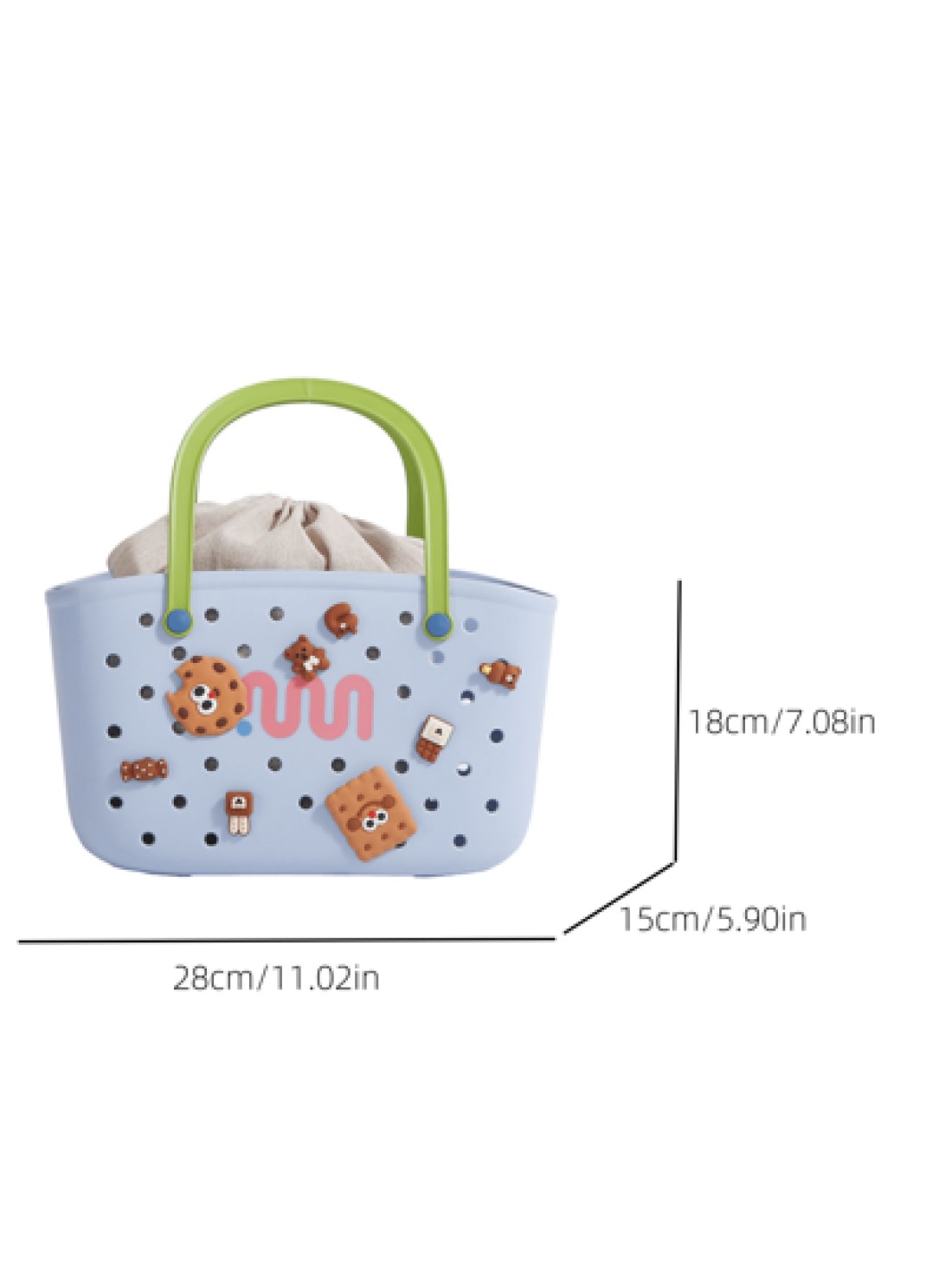 1pc New Fashion Silicone Perforated Tote Bag Casual Shopping Basket Handbag