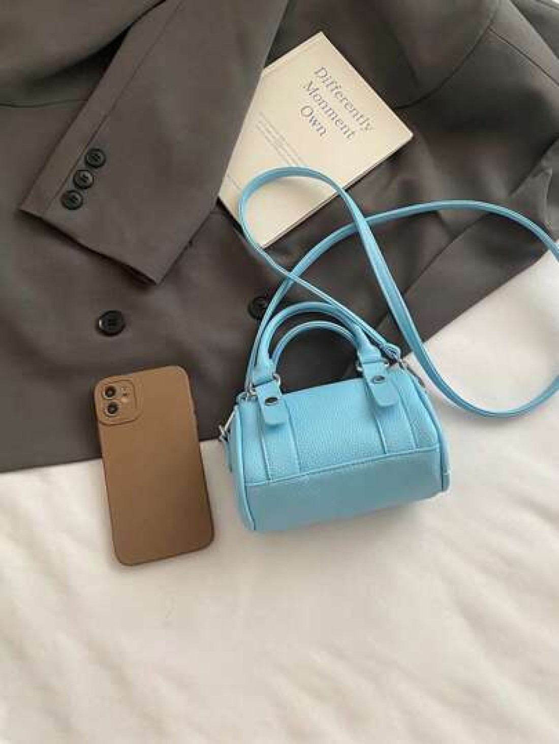 Fashionable Mini Pillow Shaped PU Handbag Girls One Shoulder Sling Bag