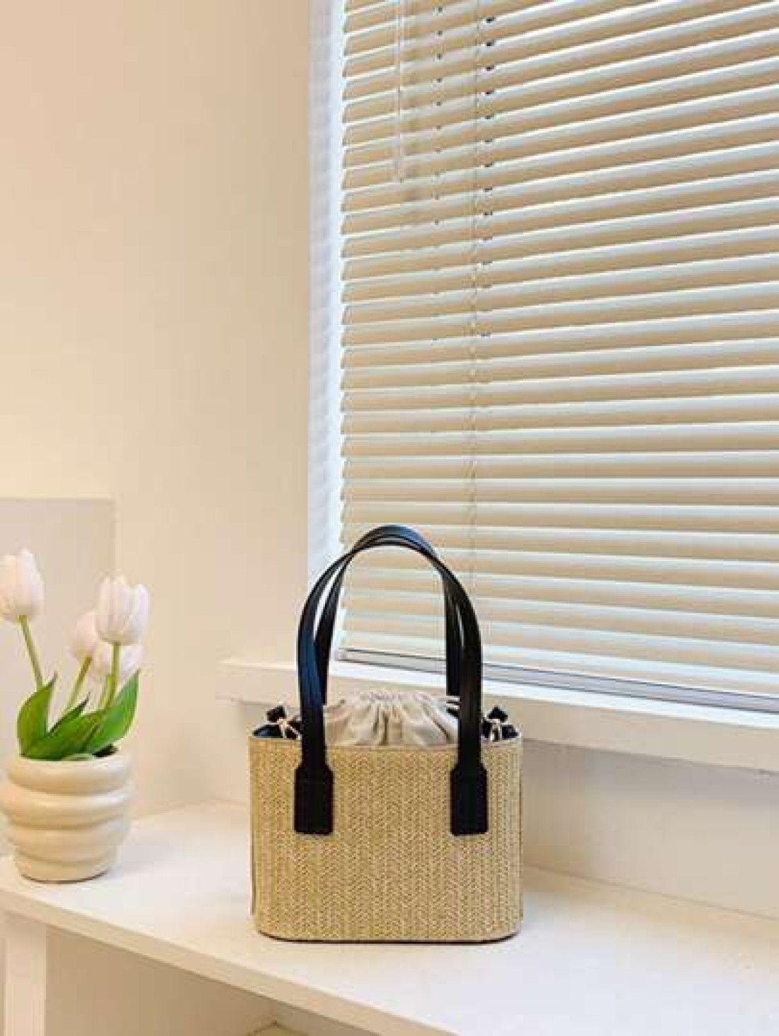 Woven Straw Shoulder Bag For Girl Simple Minimalist Casual Small Square Crossbody Bag