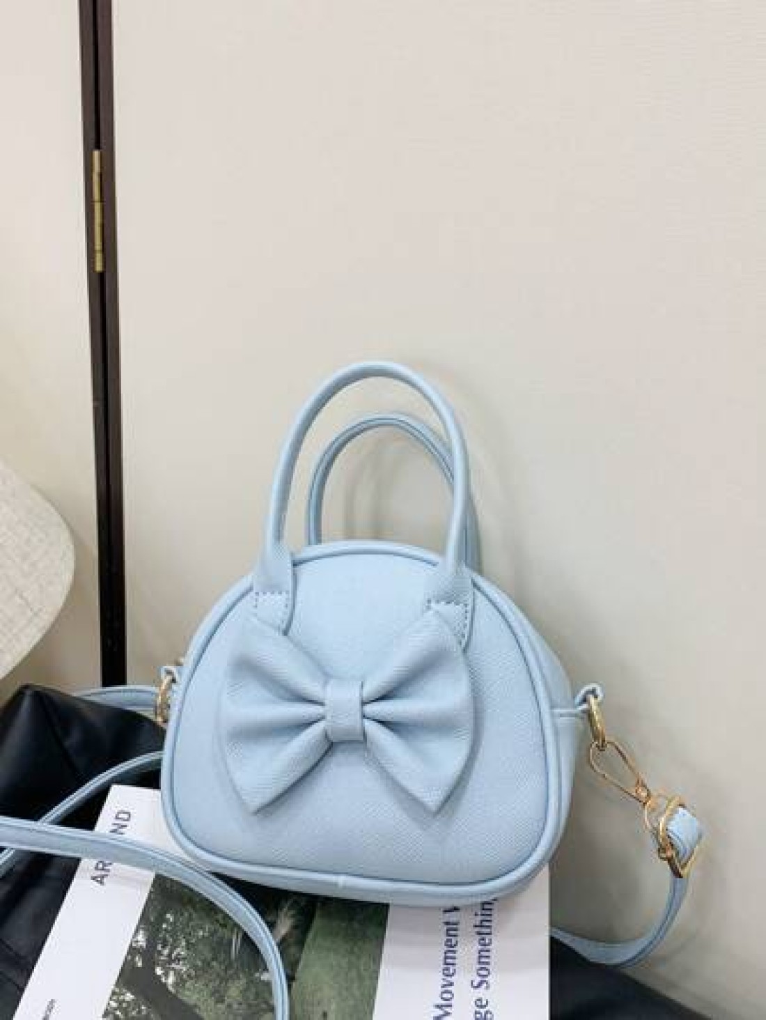1pc Pu Zipper Fashion Sweet Bow Princess Style Candy Color Handbag Korean French Exquisite Aesthetic Niche Design Adjustable Shoulder Strap Shoulder Messenger Bag Versatile Casual Highly Attractive Ba