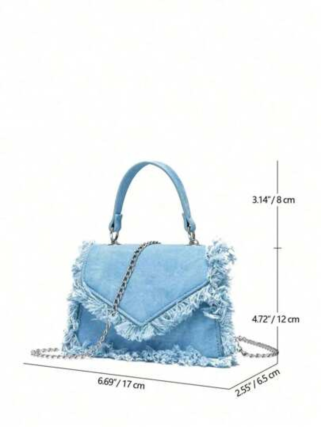 Simple Square Bag Casual Denim Blue Handbag Solid Color Chain Strap Crossbody Bag Shoulder Bag For Girls