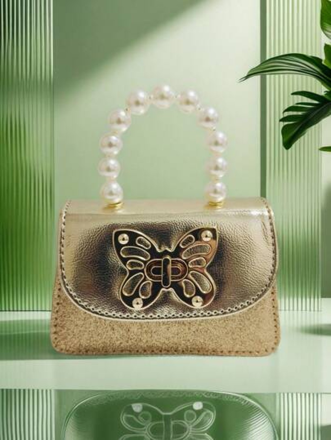 Children s Fashion New Butterfly Pearl Handbag Holiday Gift PU Leather Butterfly Lock Stylish Pouch Princess Mini Wallet Purse For Girls