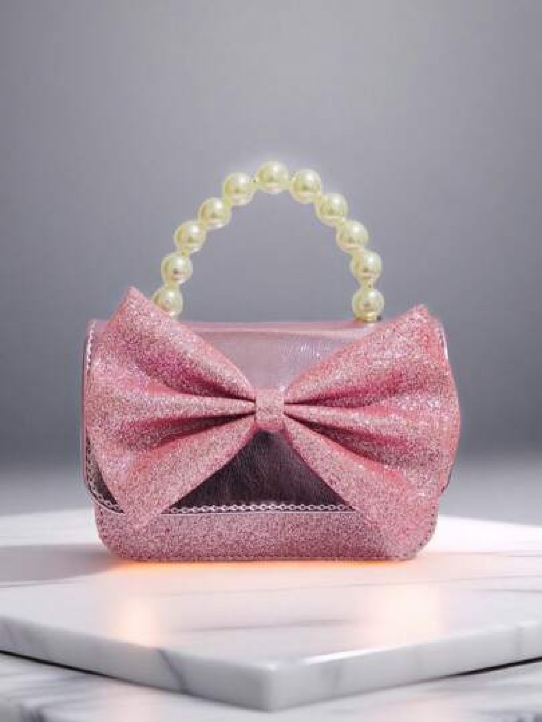 Kids Pearl Handbag Holiday Gift PU Leather Butterfly Decor Fashion Princess Coin Purse Mini Bag For Little Girls