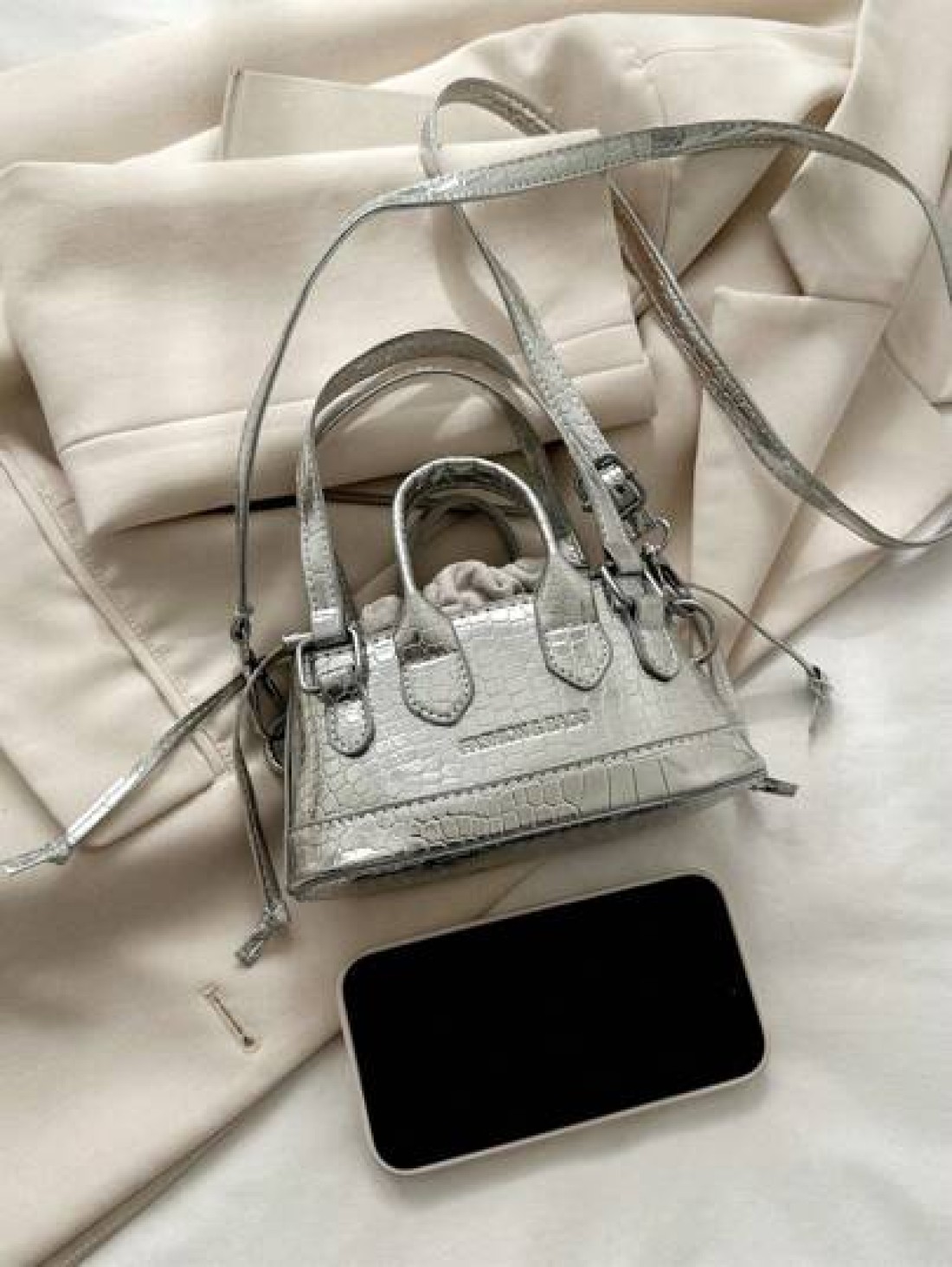 1pc Plain PU Leather Stone Texture Handbag Fashion Versatile Shoulder Crossbody Bag Suitable For Everyday Use