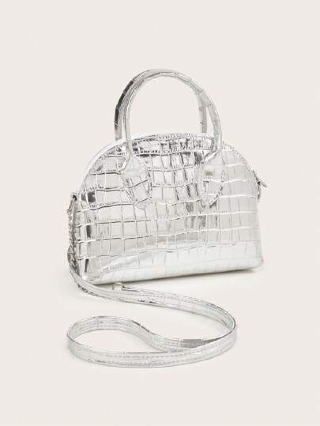 1pc Girls Crocodile Grain PU Shell Handbag Minimalist Chain Shoulder Crossbody Bag