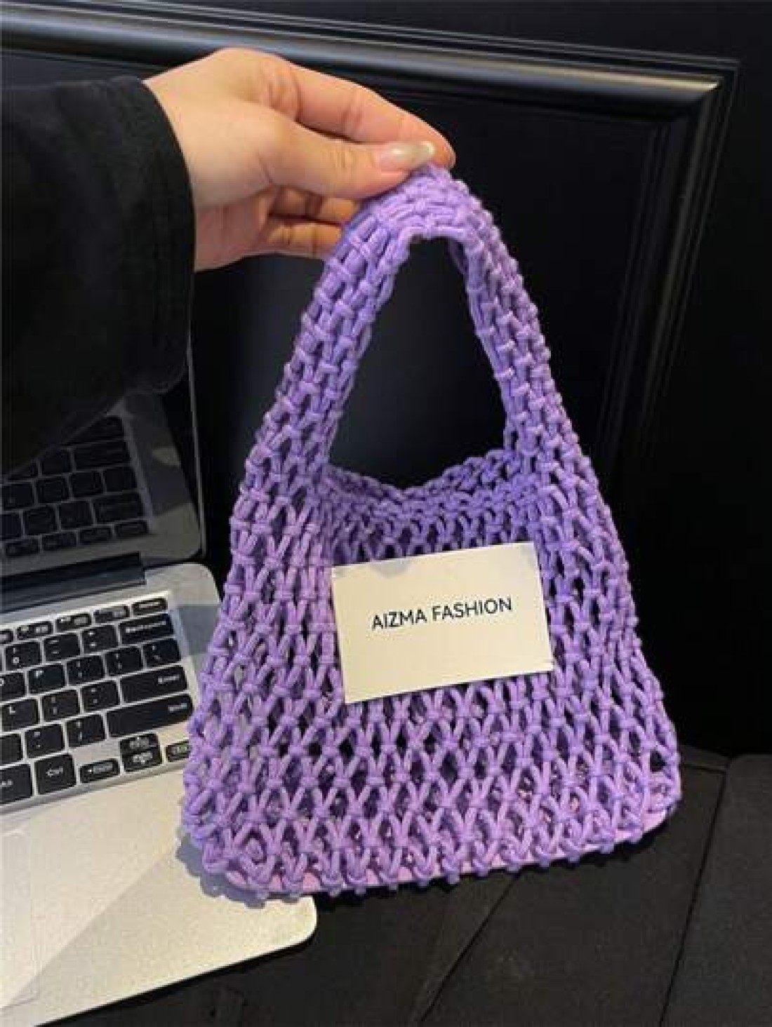 1pc Mini Handbag Nylon Open Closure Summer Hollow Woven Girl S Bag Handbag Seaside Small Mobile Phone Bag Comfortable Suitable For Daily Outings Travel Is A Perfect Gift For Girls