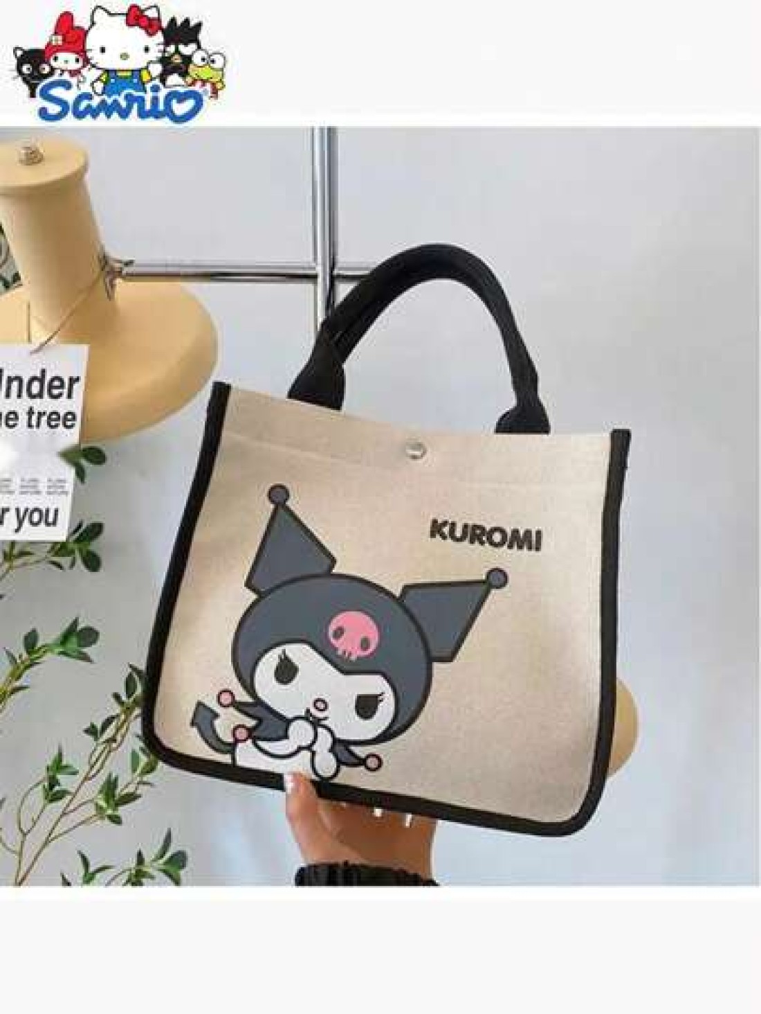 Sanrio Hello Kitty Canvas Kids Tote Bag Lightweight Cute Multifunctional Girl s Handbag With Cosmetic Bag Available In Red Green And Black