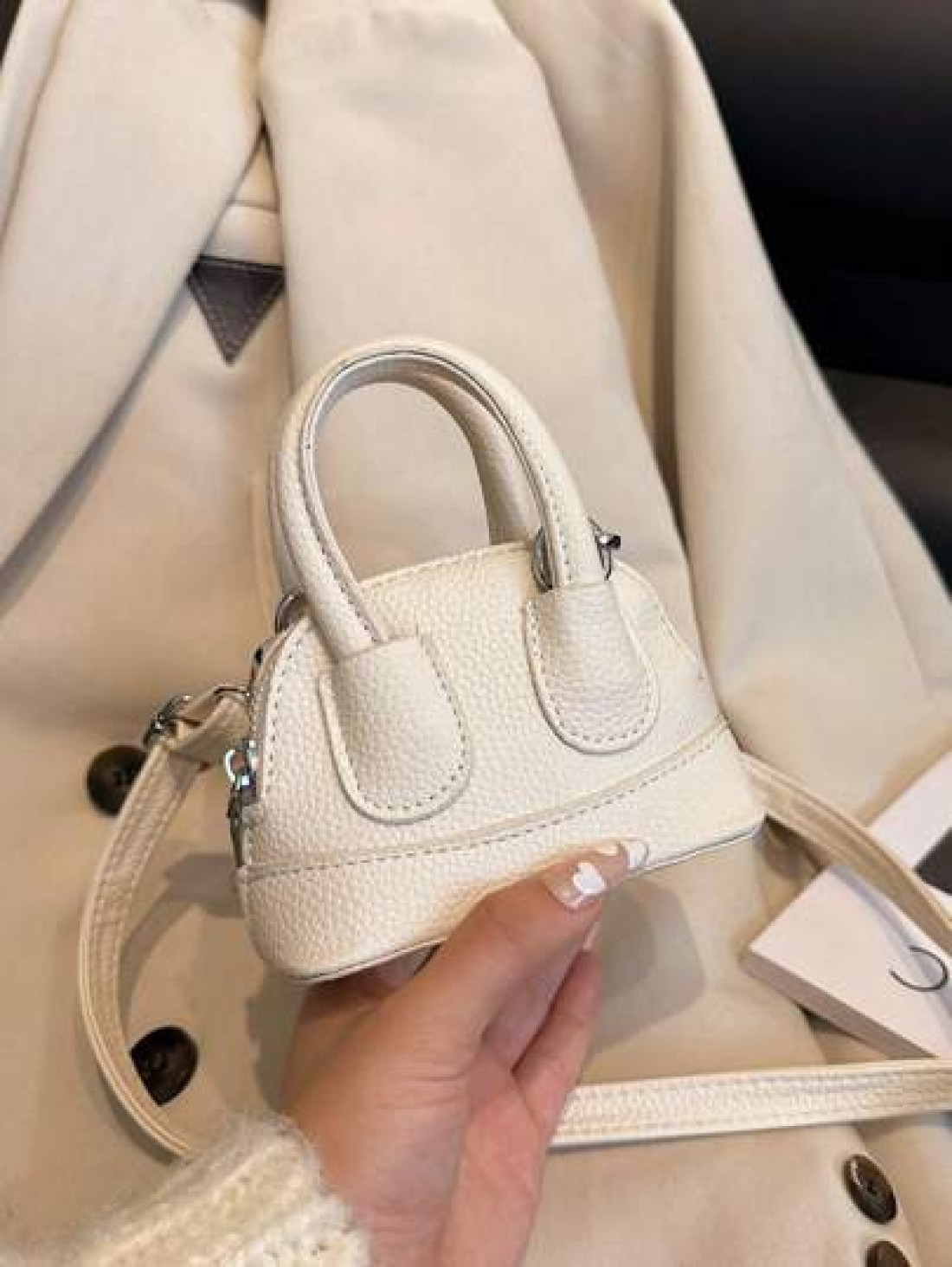 1pc Ins Fashion Girl s Bag 2025 New Cute Candy Color Mini Shell Bag Litchi Pattern Pu Messenger Bag Suitable For Daily Use