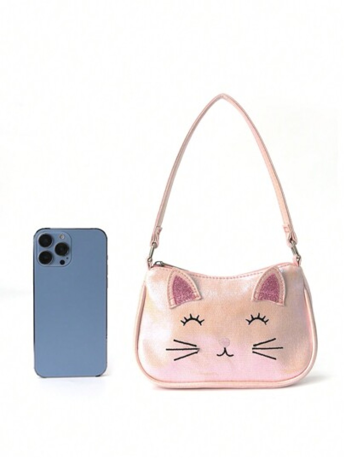 1pc Children Girl Mini Cute Cat Embroidered Handbag Shoulder Bag Suitable For Little Girl Kindergarten Elementary School Students Daily Outdoor Travel Festivals Gift