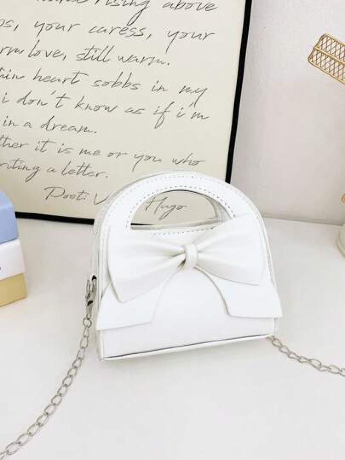 1pc Fashionable Popular Chain Bag Handbag Bow Shoulder Bag Cute Crossbody Bag With Cute Sweet Bow Decoration Handbag Pu Material Magnetic Buckle Opening And Closing Suitable For Shopping Attending Par