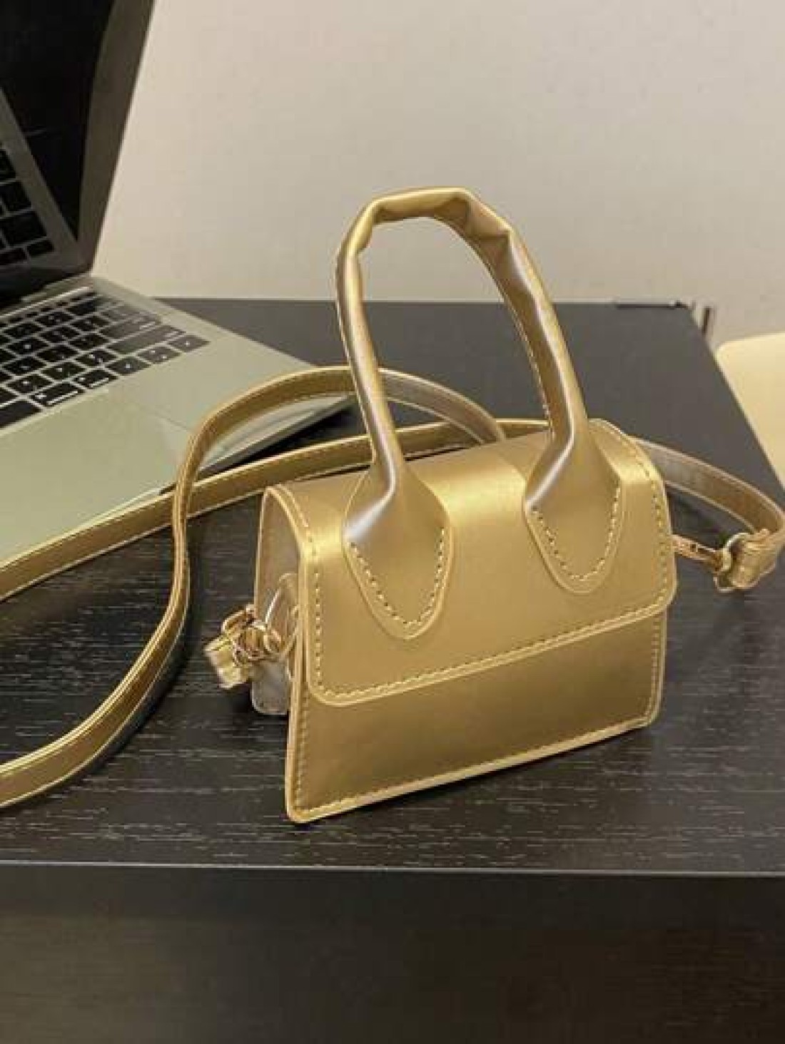 1pc Girls Solid Color PU Flap Closure Mini Handbag Retro Fashion Tote Crossbody Shoulder Bag Suitable For Daily Use