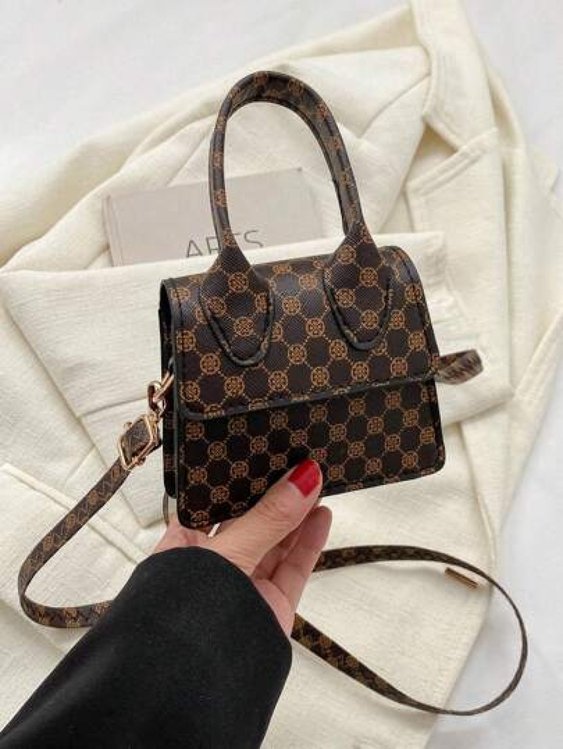 1pc Mini Solid Color Crocodile Embossed PU Flap Handbag Shoulder Bag Multi Color Options Suitable For Daily Use