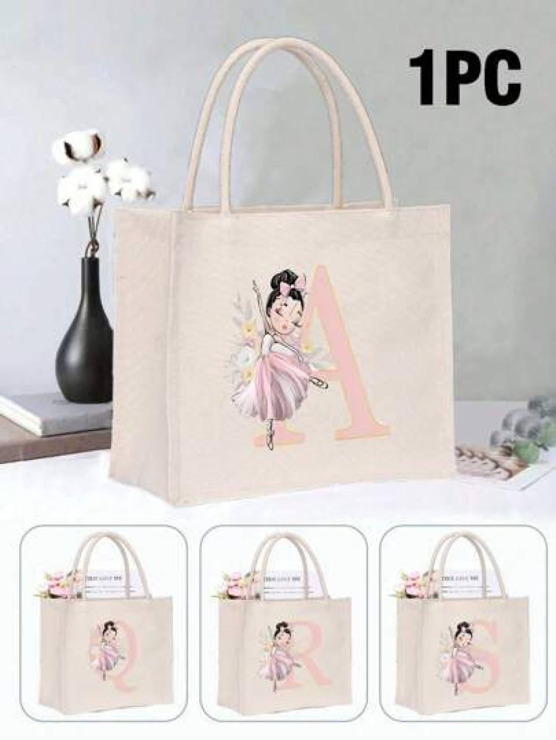 1 Piece Dancing Girl Printed Handbag Shoulder Bag Holiday Gift Bag Square Bag Storage Bag Shopping Bag Multifunctional Lightweight Daily Travel Vacation College Outdoor Shopping Supermarket Classic Si