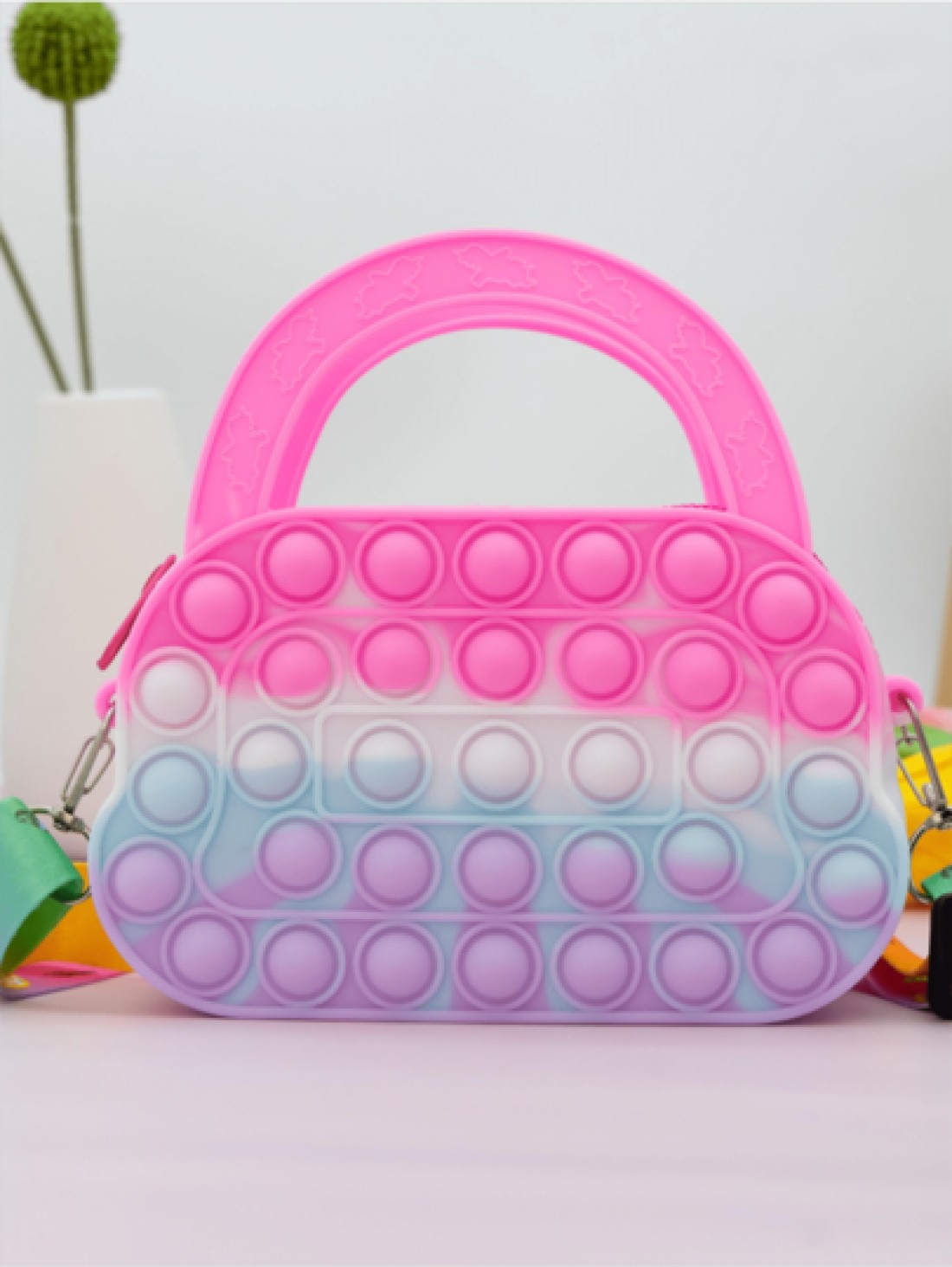 Heart Shaped Tote Bag Silicone Crossbody Bag Unicorn Wallet Stress Relief Waterproof Durable Storage Pouch